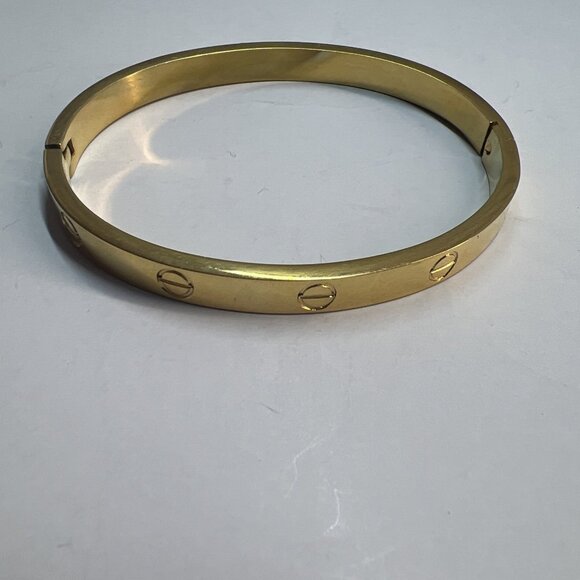 Popular Gold  Tone Hinged Bangle Bracelets,Cuff, Titanium Steel - Picture 4 of 8